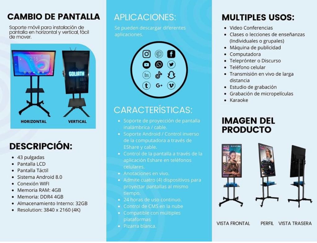 GOLIATH- cambio de Pantalla – Ajustable en Horizontal y Vertical – Fácil de Mover