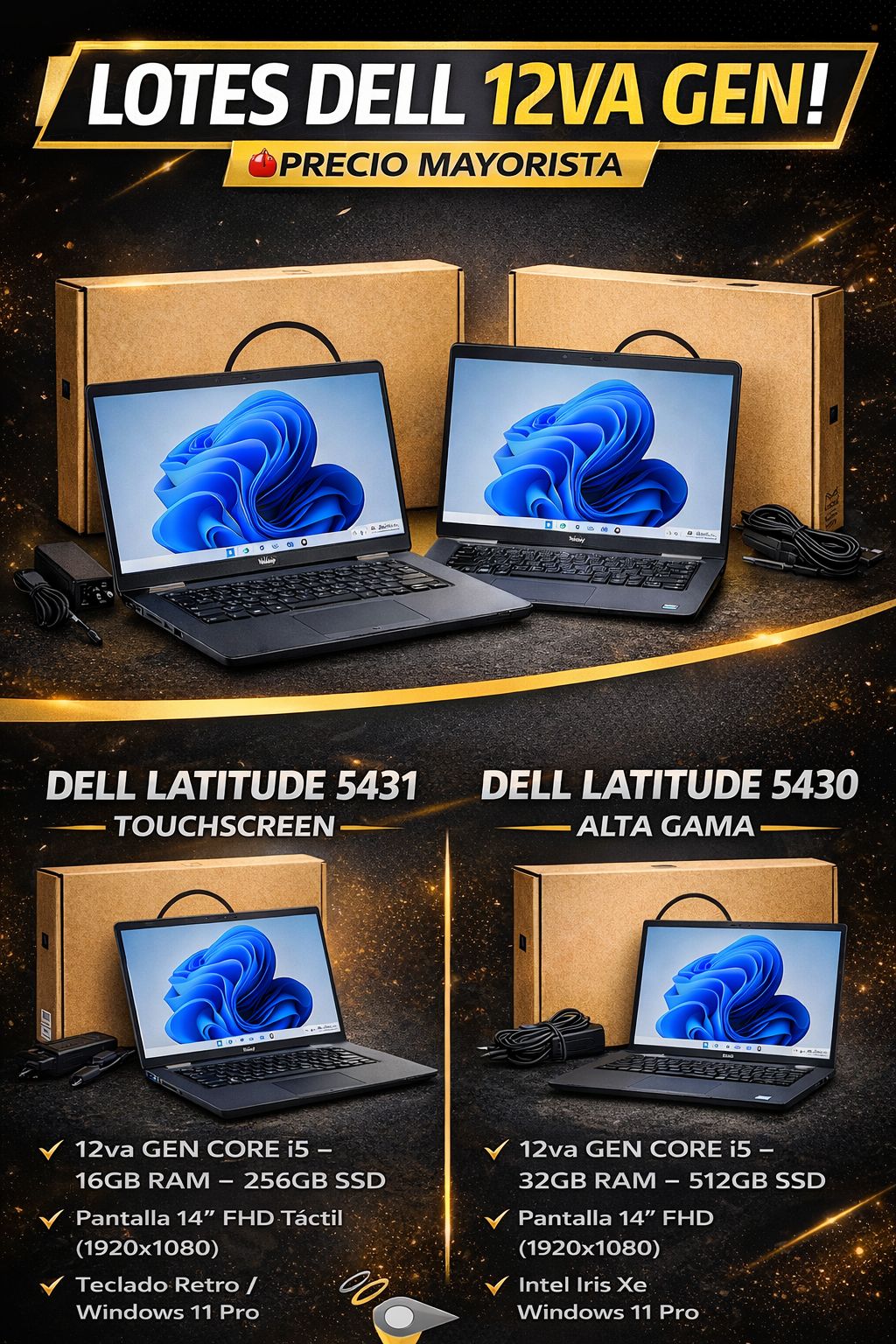 Dell Latitude 5431 Notebook, 14-in FHD Touch (1920 x 1080), Webcam, 1x Intel Core i5 12 Core (i5-1250P) 3.30 GHz, 16 GB RAM, 256 GB SSD, No Optical, Intel Integrated Graphics, Backlit Keyboard, Windows 11 Pro REF
