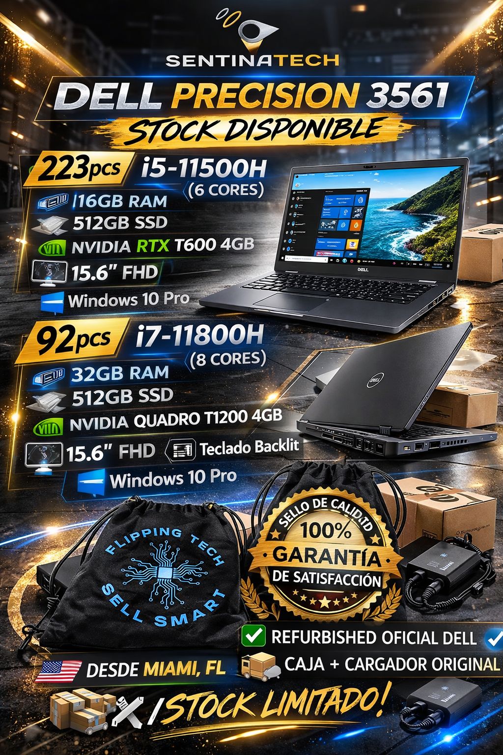 Dell Precision 3561 Refurbished by Dell – Calidad Flipping Tech | Workstation Profesional i7 11ª Gen 32GB 512GB SSD Quadro T1200 4GB