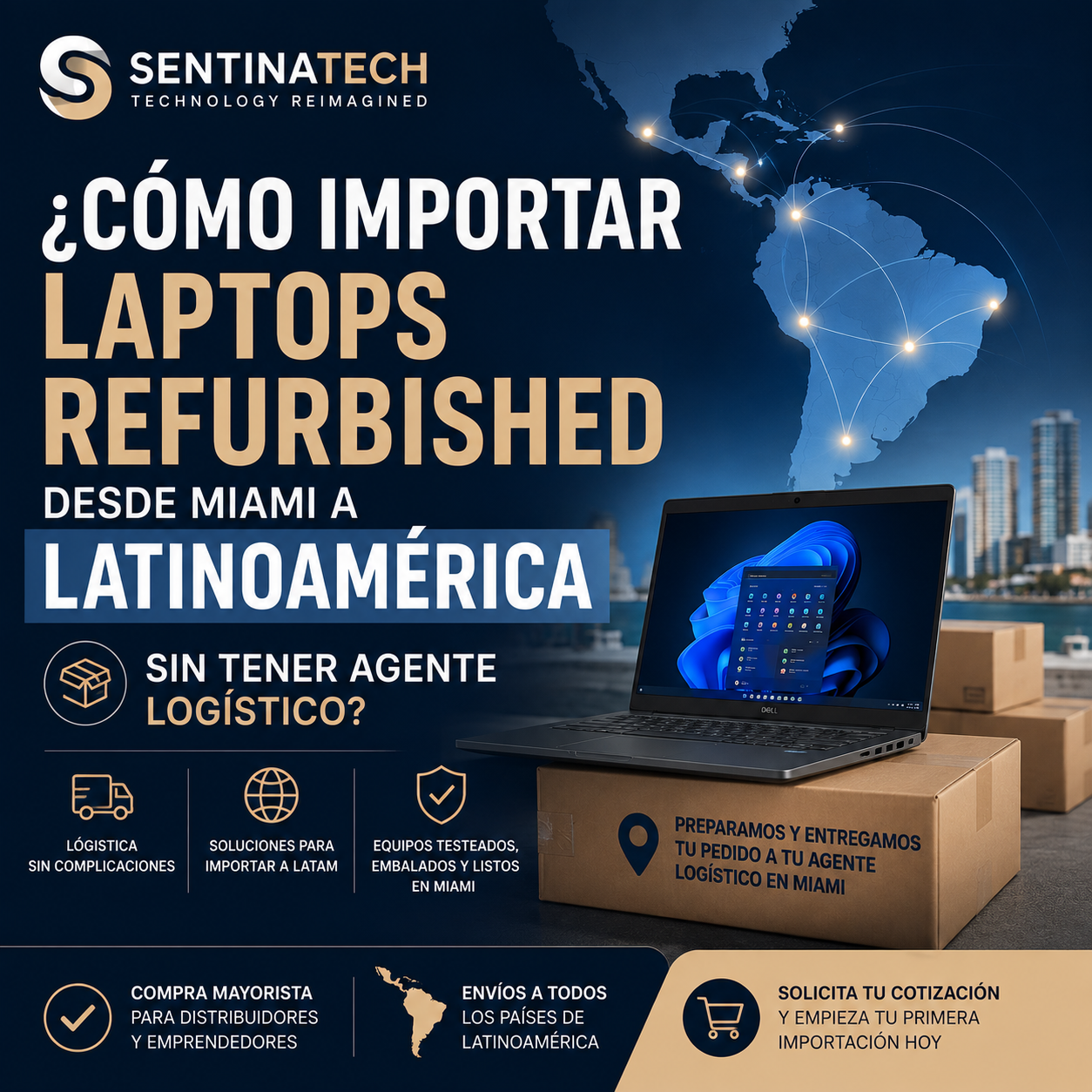 ¿Cómo importar laptops refurbished desde Miami a Latinoamérica sin tener un agente logístico?