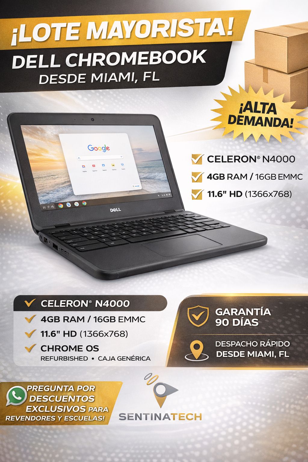 Dell Chromebook 3100 11.6” | Celeron N4000 | 4GB RAM | 16GB eMMC | Refurbished